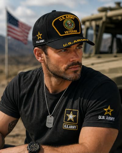 Image of US Army Veteran Hat for Men - Officially Licensed Military Baseball Cap, Gift for Veterans