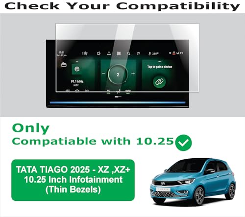 Image of OHAYO 2 Pack Screen Protector for Tata Tiago 2025 Facelift (XZ, XZ NRG, XZ+) 10.25 Inch Infotainment & Steering Cluster Protection | 9H Hard Coating, Scratch Resistant, Military Strength, Ultra Clear HD, Bubble-Free Fit | Not Tempered Glass