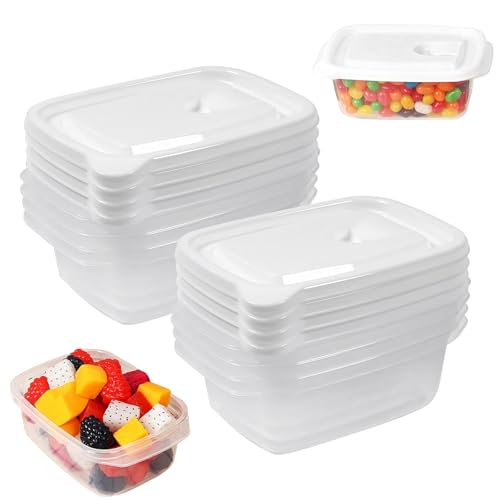 Ksvaye 8 Piezas 400ml Tapers para Comida Hermetico, Envases de Plastico con Tapa 14,5x10x5cm Sin BPA Hermeticos Plastico para Lavavajillas y Microondas (Blanco)