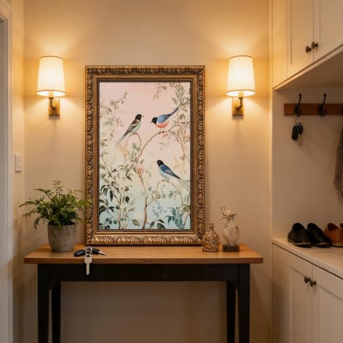 Papier Peint Art Chinoiserie oiseaux et feuillage poster mural salon