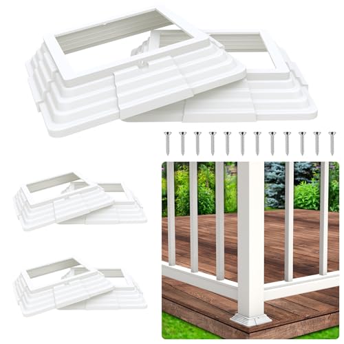 Base de postes 4x4 blanca para barandillas de escaleras y balcones