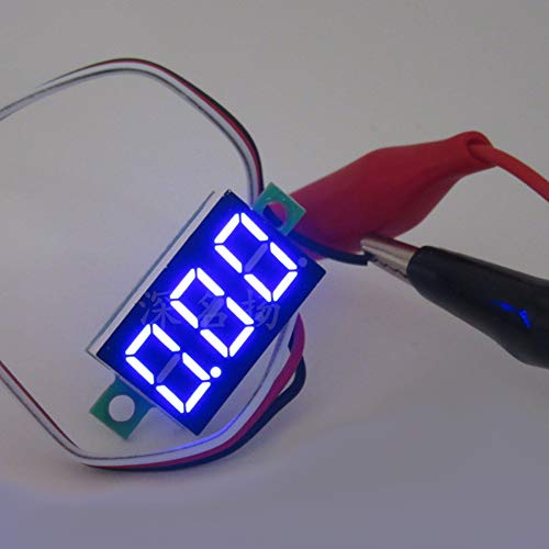 Image of (5 Pack) JacobsParts DC 0-30V 3-Wire Voltmeter 3-Digit LED Display Panel Volt Meter Digital Voltage Tester (Blue)