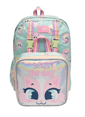 PUKET - Mochila Puket de Costas Com Lancheira Térmica Gata Sereia