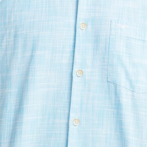 Image of Park Avenue Men's Pure Cotton Chambray Pattern Slim Fit Ainsley Collar Half Sleeve Casual Shirt