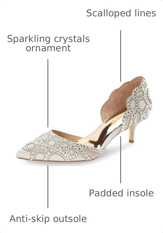 Image of XYD Women's Pumps, Elegant Pointed Toe, D'Orsay Kitten Low Heels, Rhinestone Studs, Slip-On Satin Shoes for Wedding