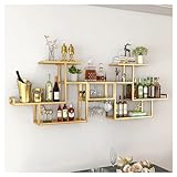 WLCNYL Botellero de Metal para Montar en la Pared con Soporte para Copas de Vino, minibar, Vitrina para licores, Estante para Botellas de Vino y Whisky, hogar, Bar, Cocina, cafeter
