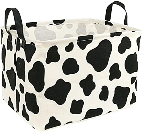 KUNRO Rectangle Toy Bin Waterproof storage organizer for Nursery Hamper Home decor Closet Kids Bedroom Laundry Baby Gift Shelf Baskets(Cow pattern)