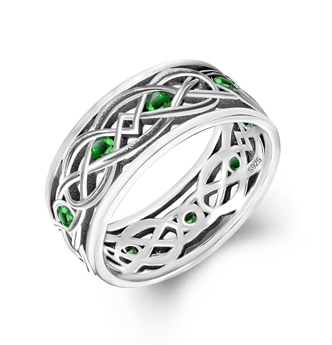 Claddagh Celtic Knot Band Rings for Men Women 925 Sterling Silver Irish Claddagh Promise Ring for Women Men