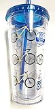 Cool Gear 24oz Double Wall Tumbler Blue Lid and Straw - Bicycles