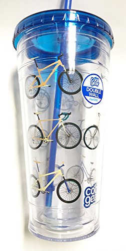 Cool Gear 24oz Double Wall Tumbler Blue Lid and Straw - Bicycles