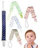 ZEXIJOW Set 5 Chupetero de clip para Bebé,Cadena Chupete Bebe,prendedor de chupeta,cuerda chupete bebe,chupeteros,Cadena de Chupetes para niños y niñas,Diseño de Una Pieza,lunares