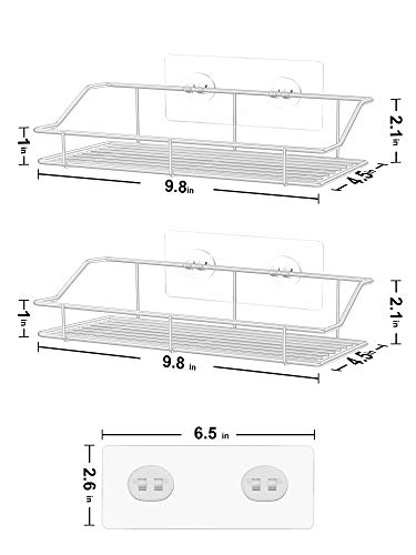 Smartake 2-Pack Shower Caddy, Adhesive Bathroom Shelf Wall Mounted, No Drilling Strong Shower Caddies Kitchen Racks - Stainless Steel Storage Organizers (9.9 Inches), White #TOP3