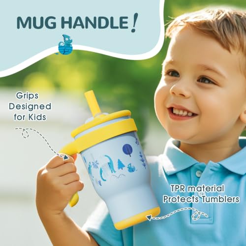 Image of 14 oz Toddler Tumbler with Handle, Kids Sippy Cups with Straw and Spout Lid