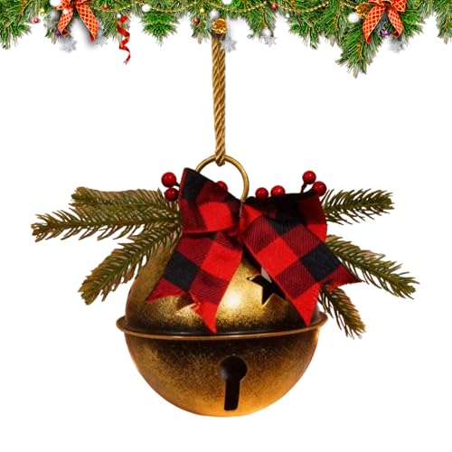 Campana de Navidad grande – bayas artificiales colgables – Gran colgante de abrazadera para Navidad – para puerta delantera, ventana, escalera, pared, salón, dormitorio, fiesta y jardín