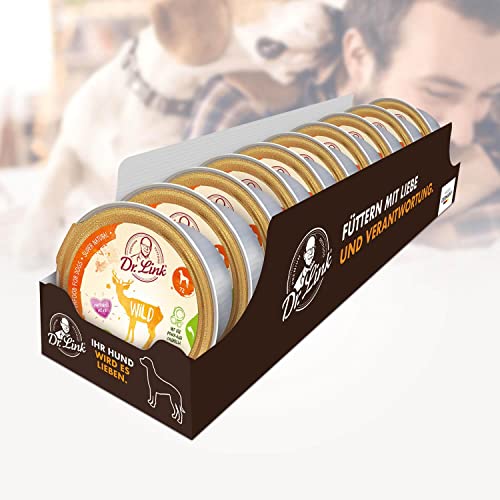 Dr. Link® SUPER Natural 10x125g Premium-Nassfutter für Hunde: Wild mit Pastinake, Aroniabeeren und Waldkräutern | getreidefrei | Superfoods