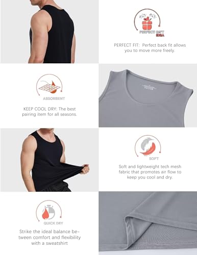OYGSieg 6 Pack Men's Quick Dry Workout Tank Tops Breathable Gym Sleeveless Muscle Shirts for Active Men3