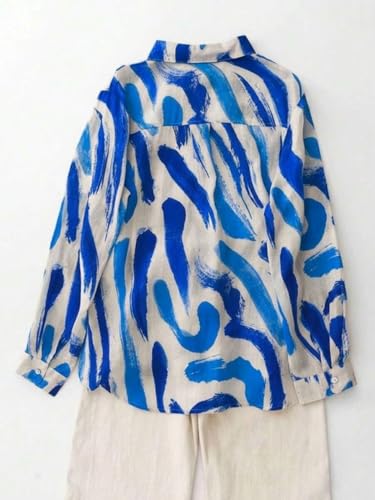 Image of OOMPH! Women Abstract Printed Smart Casual Oversized Shirt | Trendy Printed Shirts | Fun Prints | Drop Shoulder Oversized Westernwear