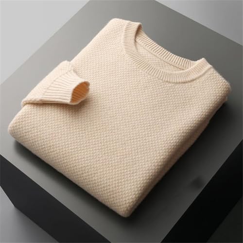 Men's Thick 100 Pure Merino Wool Pullover Winter Round Neck Pineapple Needle Warm Sweater Loose Long Sleeve2