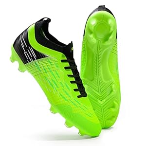 ZVC Soccer Cleats Mens Football Boots Soccer Shoes Outdoor Indoor Training Football Shoes for Youth Kids Big Boys Green/Black