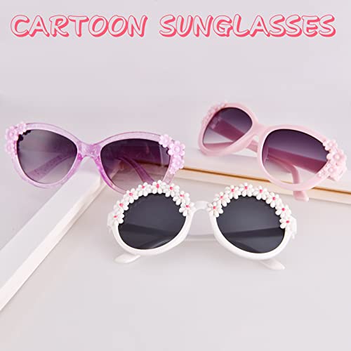 XINB LOOK 3-Pairs Gift Kids Sunglasses Girls, Cute Flower Frame Cartoon UV400 Glasses, Toddler Sunglasses for Ages 3-10 by XINB LOOK - Image 2