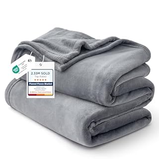 Bedsure Fleece Blanket King Size - Soft Cosy Fluffy Throw Blankets for Bed, Warm Large Throws for Audlts, Silver Grey, 270x230 cm