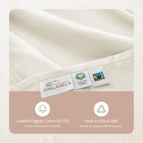 Image of 100% Organic Cotton Pillow Cases King Size Set of 2-100% Cotton Pillowcases GOTS Certified 300 Thread Count - Naturally Cooling Comfortable Breathable & Soft Pillow Cases (Natural, King)