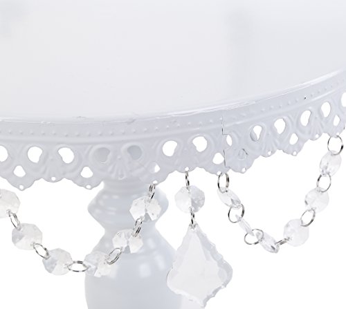 Vilavita 3-Set Antique Cake Stand Round Cupcake Stands Metal Dessert Display With Crystal Beads, White #TOP3