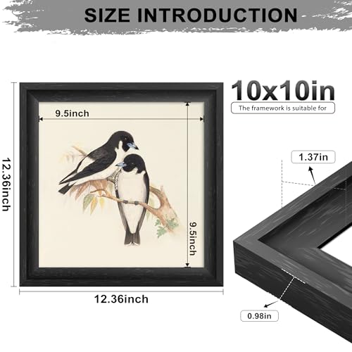 Image of 10x10 Frame Black, 1.37-Inch Wide Border 10x10 Picture Frame with Black Backboard, 10 x 10 Picture Frame Wall Hanging and Tabletop