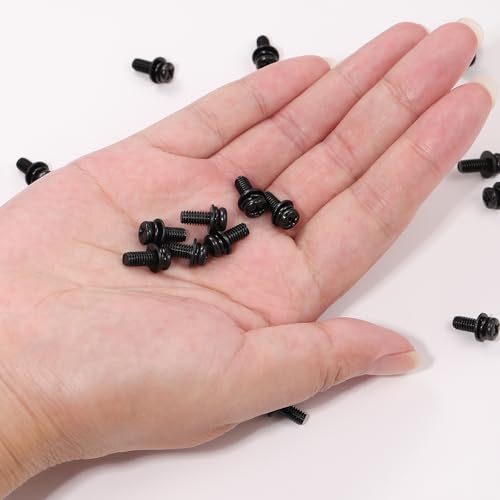 Image of 20 PCS Vesa Screws, VESA Compatible M4x10mm TV /Monitor Wall Mount Screws for 75x75mm and 100x100mm Brackets. Phillips Head M4 x 10mm Black with Washers