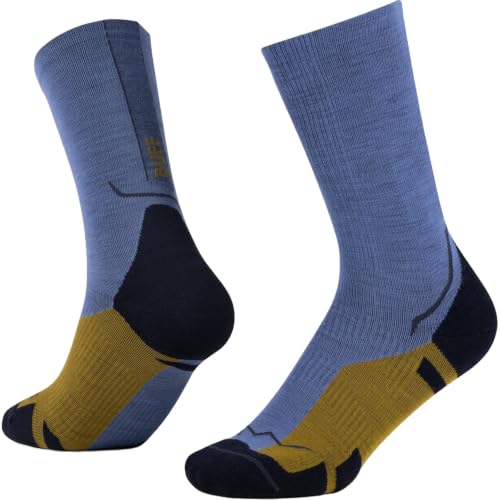 Chaussettes LW Merino Wool Crew Buff légères en laine mérinos bleu taille L pour la randonnée