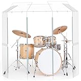 Drum Shield: Portable 5-Panel Acrylic Sound Barrier (2ftx5ft/6ft) w/Deflectors & Steel Hinges (5 panels with deflectors)
