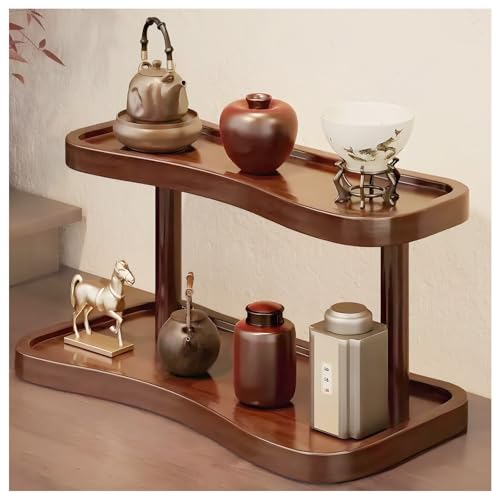 AIRCADIA Tee Organizer 2 Tiers Bambus Deko Parfüm Regal Klein Kosmetik Organizer und Accessoires Aufbewahrung Gewürzregal Stehend Küche Tassenregal Vielseitiges Deko Regal (40CM)