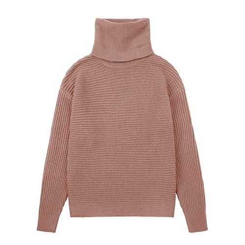Image of chouyatou Women's Turtleneck 2 Piece Outfits Ribbed Knit Sweater Midi Pencil Skirt Set