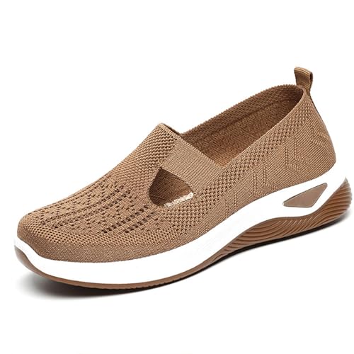 Zapatos tejidos transpirables de mujer para diabetes y caminata deportiva con arco anatómico