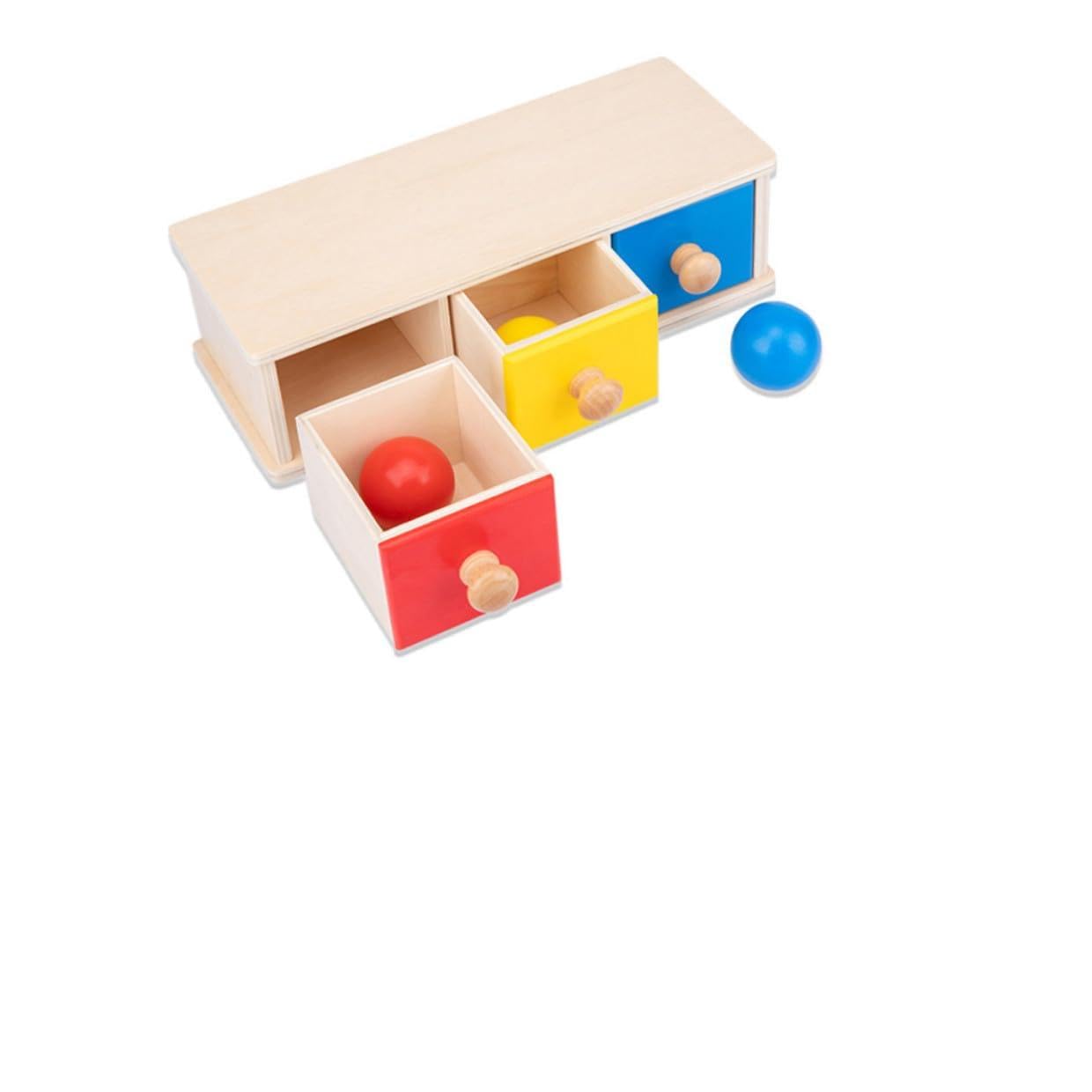 Toddmomy Giocattolo Educativo per Genitori e Figli Cassetto a Tre Colori e Palline Rotonde in Legno Sussidio Didattico per 0-3 Anni Apprendimento Colore e Riconoscimento Oggetti