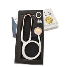 White Stethoscope for Students Nurse Doctor, Beautiful Gold-Plated Stetho for Clinical Use, Professional high-sensitivity fiber membrane, Double Sided Stethoscope, estetoscopio medico