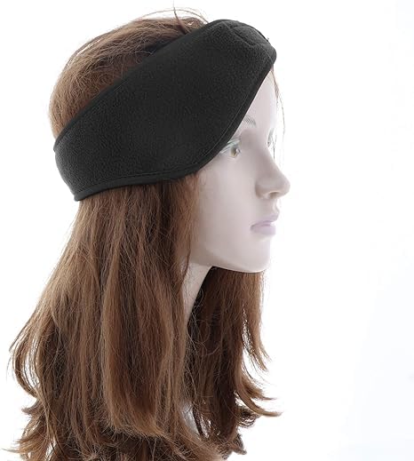 Black Fleece Ear Muff Head Wrap with Closure Winter Earmuff - Lots of Colors