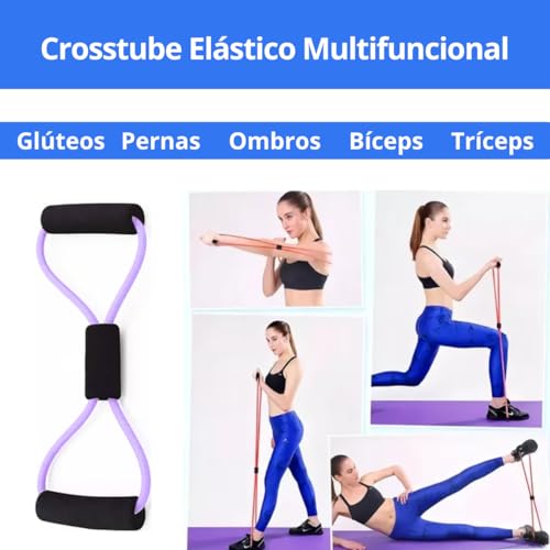 Kit 5 Mini Bands + 1 Crosstube Faixas Elásticas Multifuncional 5 Níveis Tensão Pilates Yoga Alongame