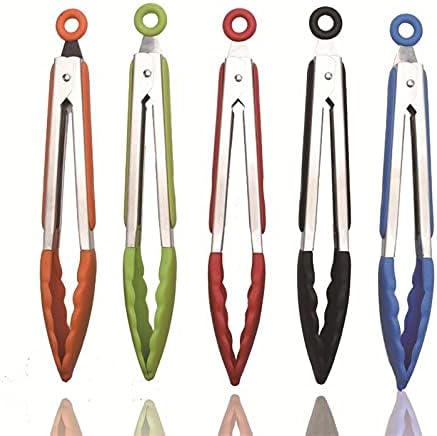 Cooking Tongs 1pc Silicone BBQ Grilling Tong Salad Bread Serving Tong Non-Stick Kitchen Barbecue Grilling Cooking Tong(Orange)