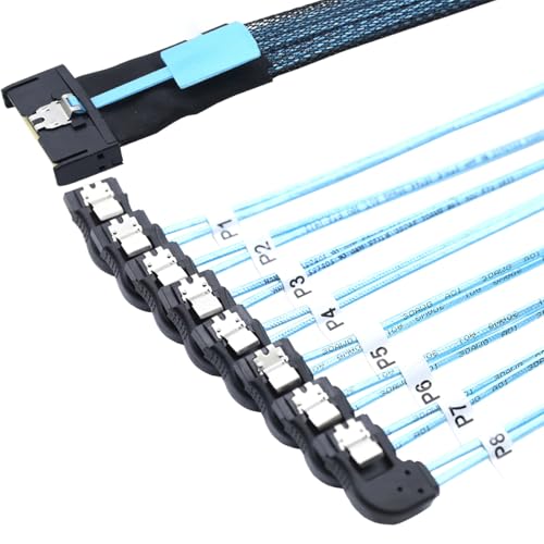 Cable Convertidor MCIO PCIe Slimline SFF-8654 8i a 8x SATA 7P Ángulo Recto 0.5m miniatura 5