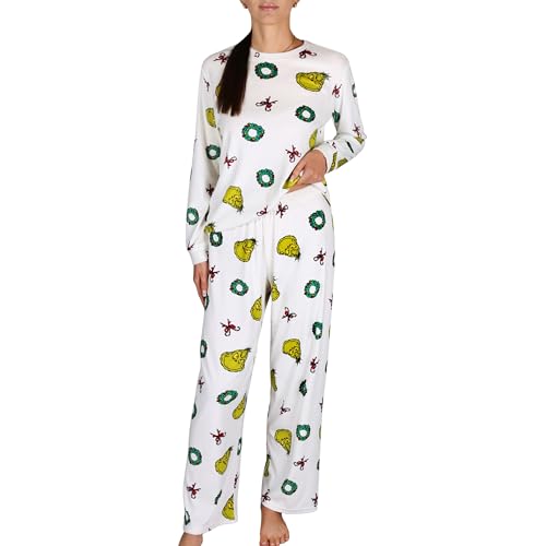 sarcia.eu Grinch Weihnachtspyjama für Damen zweiteilig WARMES Polar Pyjama mit Langen Ärmeln (DE/NL/SE/PL Alphanumerisch M Regular Regular B)