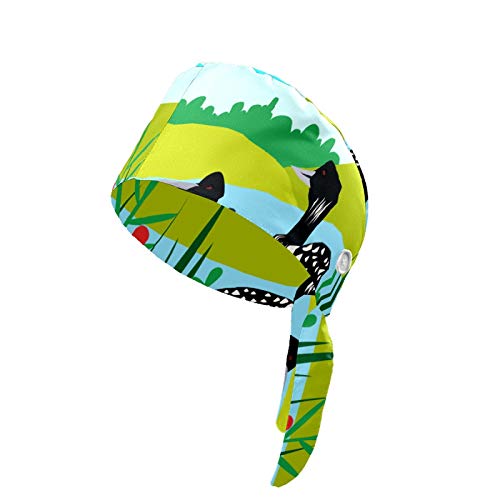 Working Cap with Sweatband Adjustable Tie Back Hats for Women Men,Unisex Hair Cover Hiking Camping Hat Gift One Size Bird Loon - Image 8