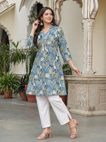 Image of Women's Cotton Printed Tunic Top | Square Neck Full Sleeve Casual Western Top | Trendy Longline Printed Top for Women | Stylish Party, Office