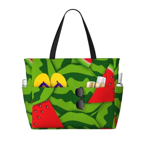 Sac de plage pastèque pour femme grand sac fourre-tout à bandoulière avec poignées pour l'été