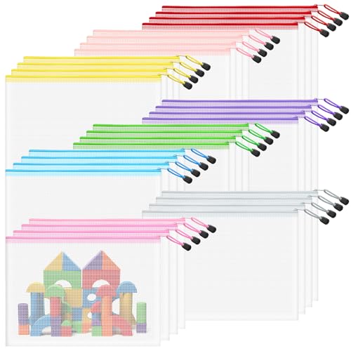 Image of 32pcs Mesh Zipper Pouch, A4 Zipper Bags for Organizing, Mesh Zipper Bag, File Organizer Pouches, Storage Pouch, Mesh Zipper Pouches for Organizing, School Office Supplies