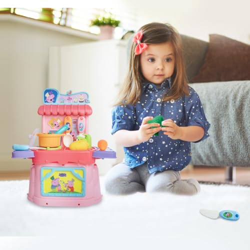 Image of GENIE'S TOY BUS Peppa Pig Kitchen Playset - Interactive Pretend Play Girls Toy with Accessories | Official Peppa Pig Licensed Toy for Kids (Ages 3+)