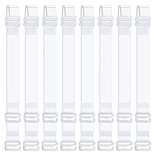 4 Paar Transparente BH-Träger Unsichtbar Rutschfest Verstellbare BH-Träger für trägerlosen BH, Transparent, matt, 10mm Cover