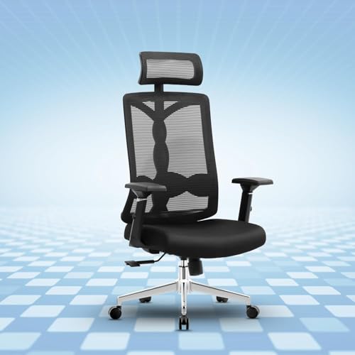 Image of Spiralflex Ergonomic Office Chair for Work | Multi-Lock Synchro Tilt Mechanism | 4 Year Warranty | 3D Armrest | Adjustable Lumbar (Grey, 3 Position Lock)