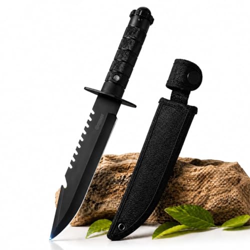 Image of E-COSMOS Carbon Steel Kitchen Knife,Sharp Black with Protective Sheath, Ergonomic Handle for Slicing Fruits, Vegetables, and Meat, 1-Piece