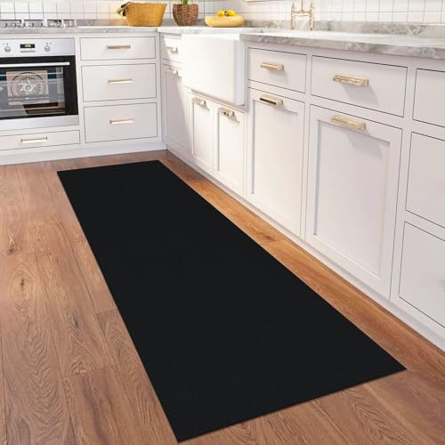 Image of KOZYFLY Washable Runner Rug 2x6 Ft Runners for Hallways Non Slip Kitchen Runner Rugs Braided Cotton Entryway Runner Indoor, Carpet Runners for Hallway Kitchen Entryway Bedroom, Black